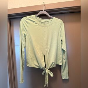 Lululemon Athletica Light Green Tie-Front Long Sleeve Top
